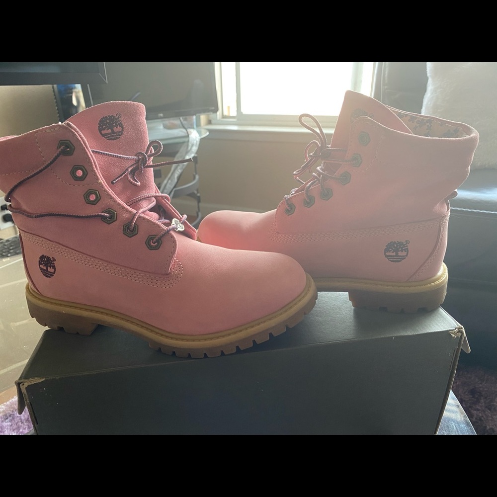 Beautiful Pink and Purple Timberland Boots